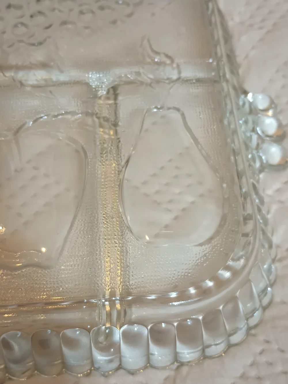Indiana Glass Clear Glass Divided Relish Dish with Fruit Motif